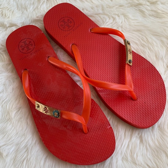 tory burch red flip flops